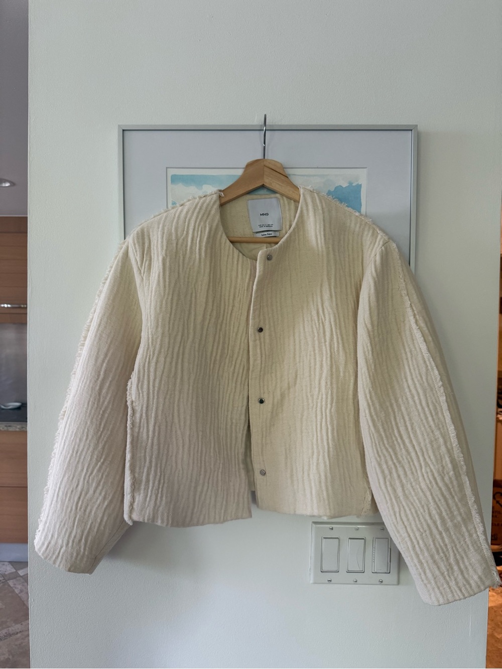Mango Cream Quilted Snap-Front Bomber Jacket - Picture 3 of 7